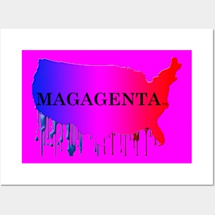 MAGAGENTA Black Wording on Map Posters and Art